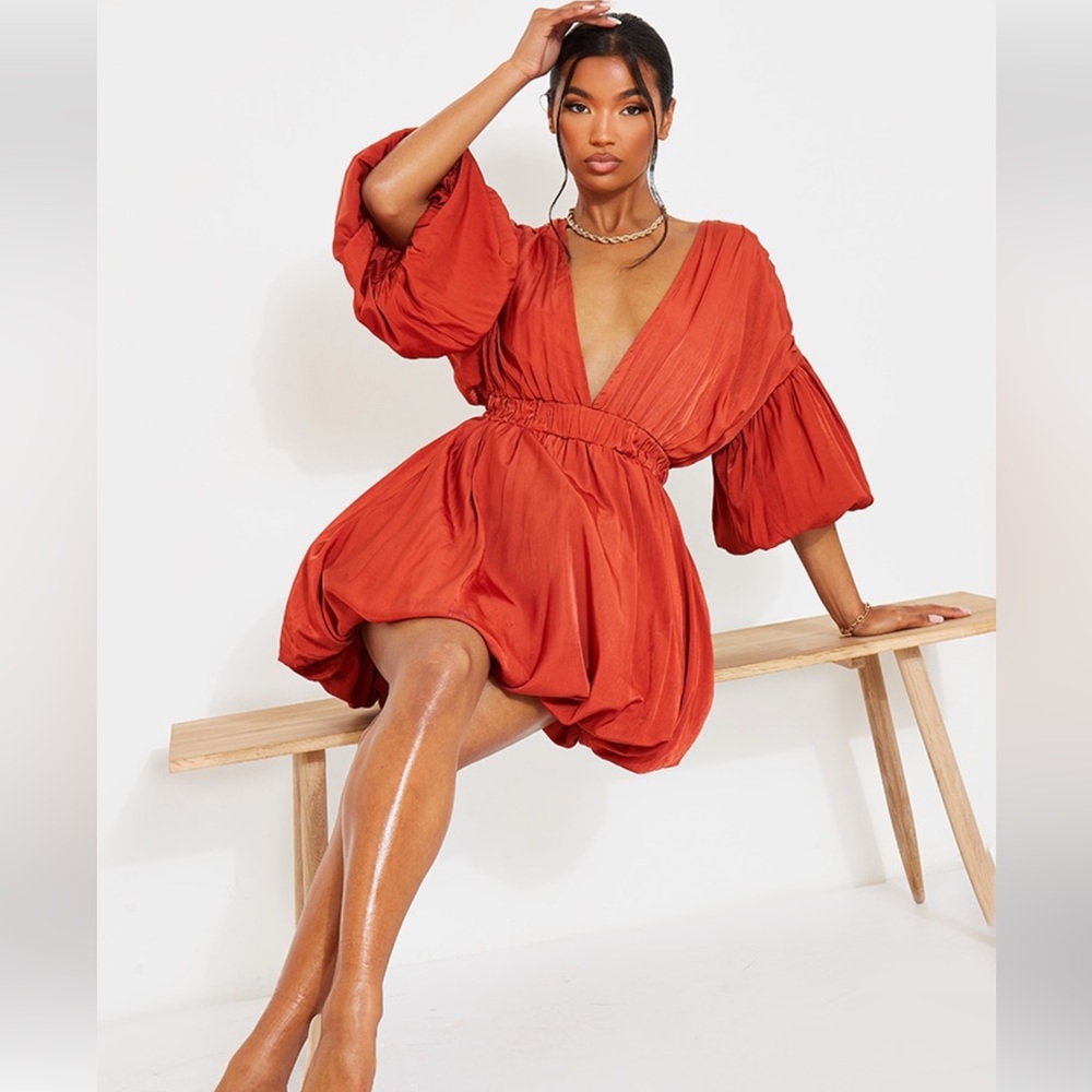 PLT puff sleeve shirt dress